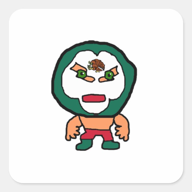Pegatina Cuadrada Lucha libre contra el arte Personalizado a mano (Anverso)