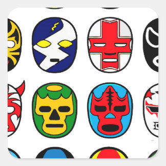 Pegatina Cuadrada Lucha libre Luchador Máscaras de Lucha Mexicana