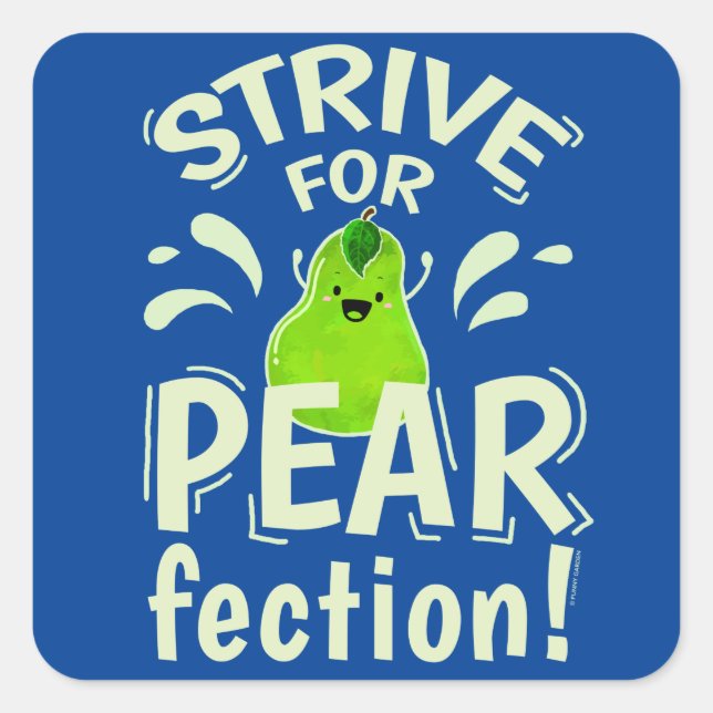 Pegatina Cuadrada Lucha por la Pearfection - Pear Pun (Anverso)