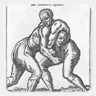 Pegatina Cuadrada Luchadores turcos