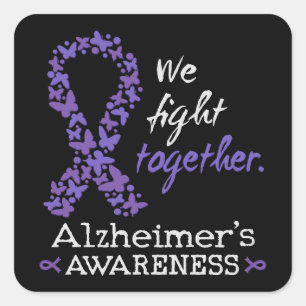 Pegatina Cuadrada Luchamos juntos - Conciencia sobre el Alzheimer