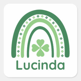 Pegatina Cuadrada Lucinda Nombre Clover Boho Rainbow