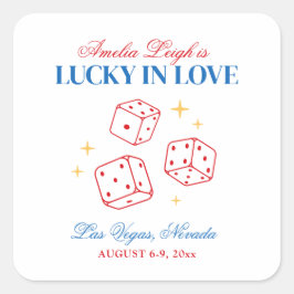Pegatina Cuadrada Lucky In Love Casino Bachelorette Weekend