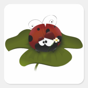 Pegatina Cuadrada Lucky Ladybug