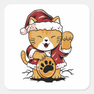 Pegatina Cuadrada Lucky Meow