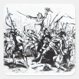 Pegatina Cuadrada Luddite Rioters, 1811-12