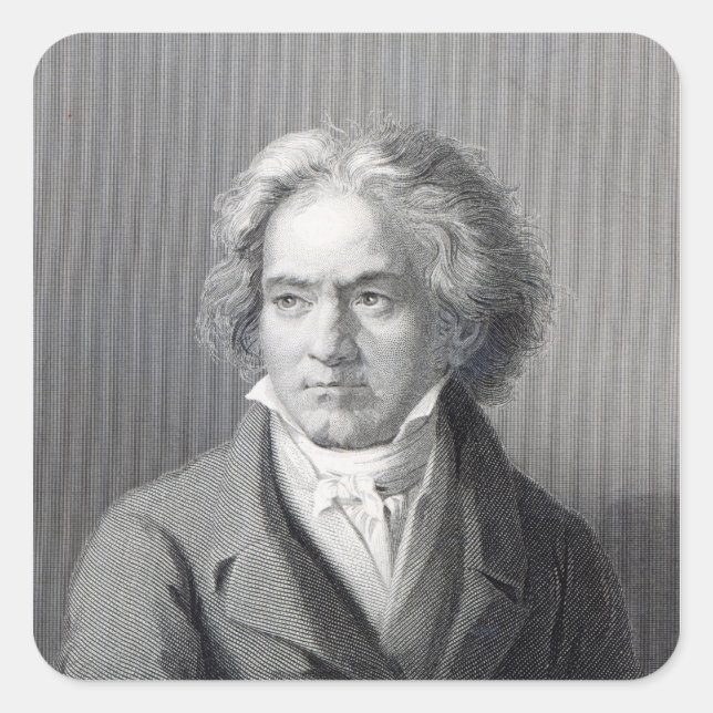 Pegatina Cuadrada Ludwig van Beethoven (Anverso)