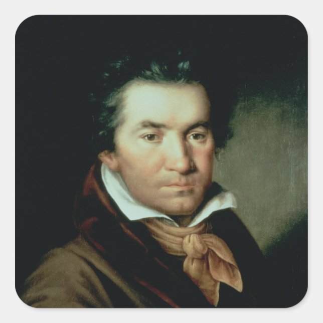 Pegatina Cuadrada Ludwig van Beethoven (Anverso)