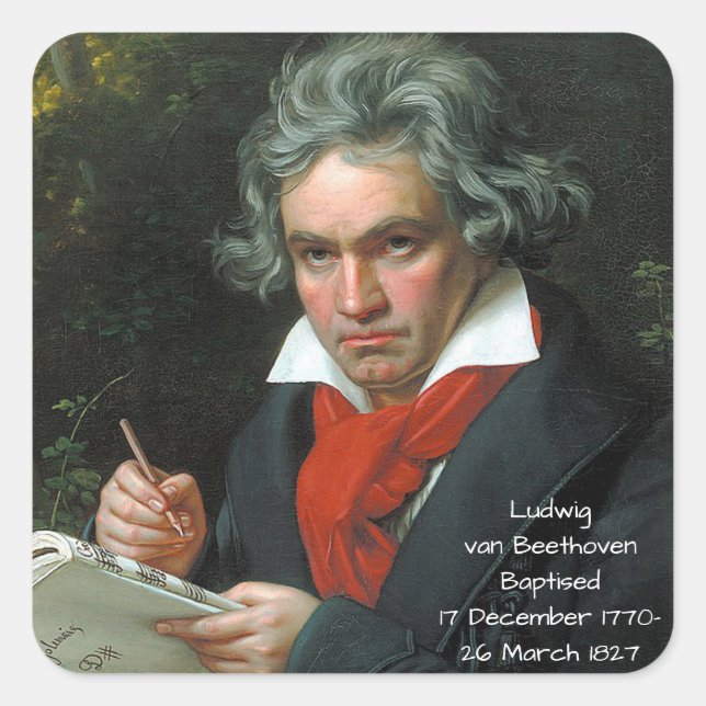 Pegatina Cuadrada Ludwig van Beethoven, 1820 (Anverso)