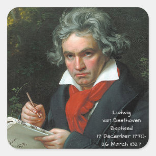 Pegatina Cuadrada Ludwig van Beethoven, 1820