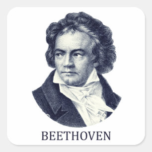 Pegatina Cuadrada Ludwig van Beethoven, azul