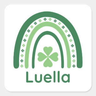 Pegatina Cuadrada Luelle Name Clover Boho Rainbow