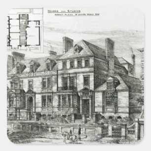 Pegatina Cuadrada Lugar de la abadía, la madera de San Juan