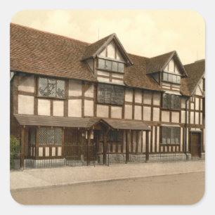 Pegatina Cuadrada Lugar de nacimiento de Shakespeare, Stratford-upon