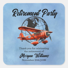 Pegatina Cuadrada Lugares de avión de viaje del Fiesta de Jubilación