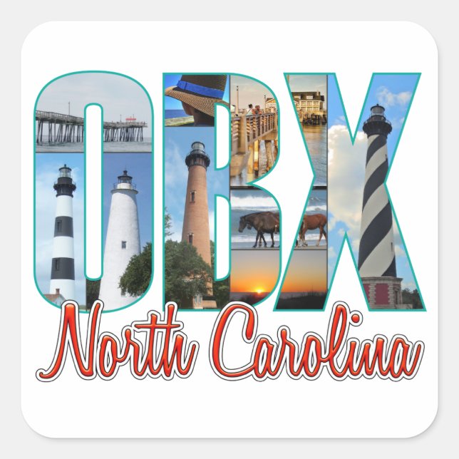 Pegatina Cuadrada Lugares de OBX (Anverso)