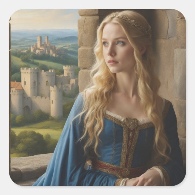 Pegatina Cuadrada Lugares lejanos con sueños de lejanía (Anverso)