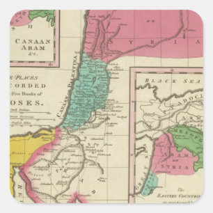 Pegatina Cuadrada Lugares registrados en los cinco libros de Moisés