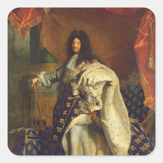 Pegatina Cuadrada Luis XIV en la vestimenta real, 1701 (Anverso)