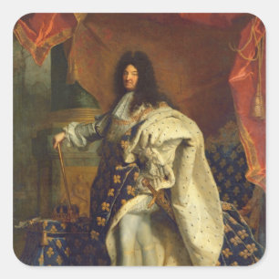 Pegatina Cuadrada Luis XIV en la vestimenta real, 1701