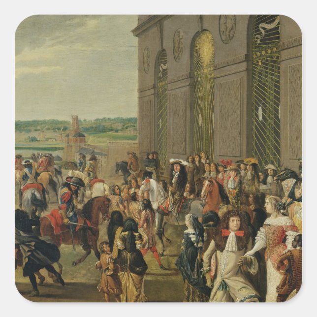 Pegatina Cuadrada Luis XIV frente a la Grotto de Thetis (Anverso)