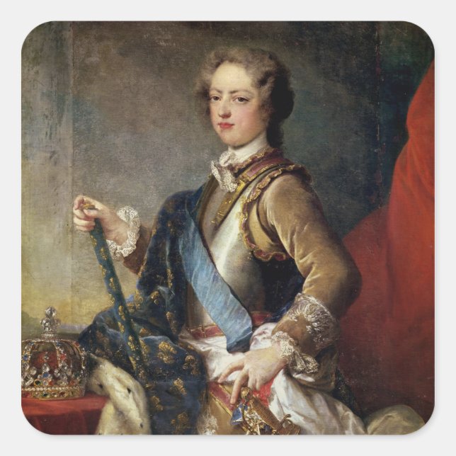 Pegatina Cuadrada Luis XV de 15 años, después de 1725 (Anverso)