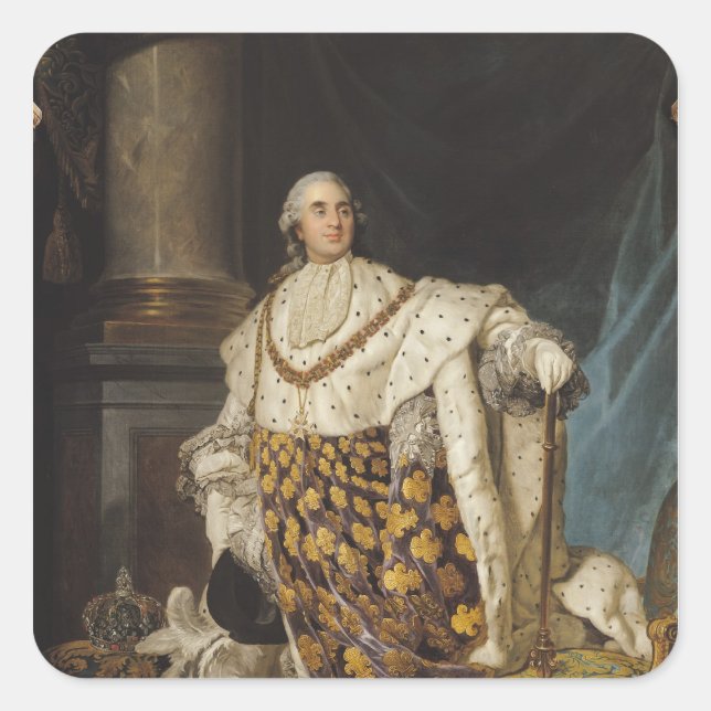 Pegatina Cuadrada Luis XVI en Robes de Coronación, después de 1774 (Anverso)