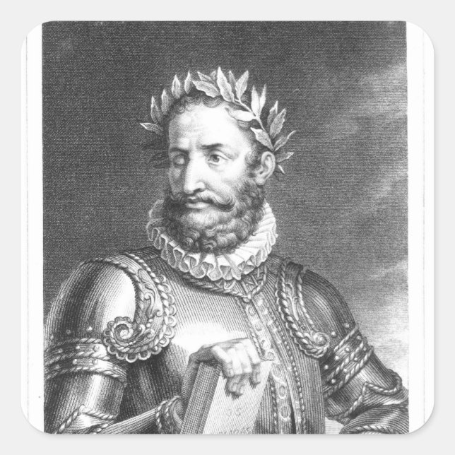 Pegatina Cuadrada Luiz Vaz de Camoes grabado por B. Roger (Anverso)