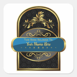 Pegatina Cuadrada LUJO| Este Libro Pertenece A (Folleto Personalizad