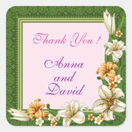 Pegatina Cuadrada Lujo Floral Moderno Agrega tu Texto