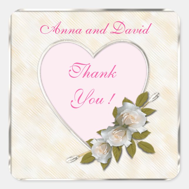 Pegatina Cuadrada Lujo Floral Moderno Agrega tu Texto (Anverso)