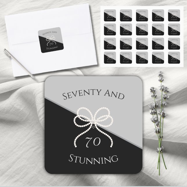 Pegatina Cuadrada Lujo Moderno Simplemente Impresionante Cumpleaños  (Elevate your favors with these Modern Luxe 70th birthday stickers. Simply stunning and chic!)