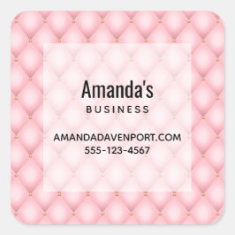Pegatina Cuadrada Lujo Pink Tufted Diamond Pattern Business