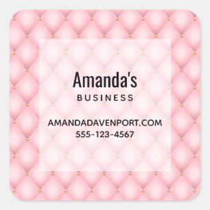 Pegatina Cuadrada Lujo Pink Tufted Diamond Pattern Business