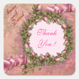 Pegatina Cuadrada Lujo Rosa Moderno Rosa Añade Tu Texto