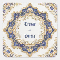 Lujoso Estallido de Estrella Barroco de Oro Azul R