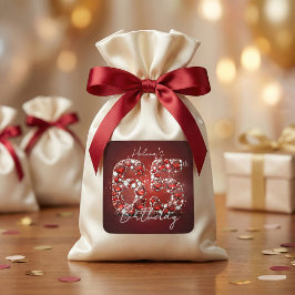 Pegatina Cuadrada Lujosos Diamantes Rojo Rubí Elegantes Cumpleaños 6