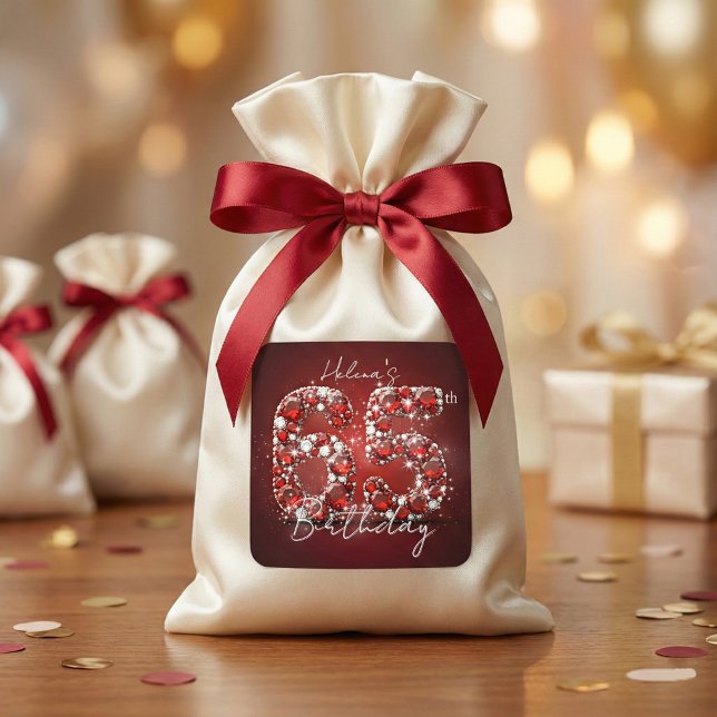 Pegatina Cuadrada Lujosos Diamantes Rojo Rubí Elegantes Cumpleaños 6 (Subido por el creador)