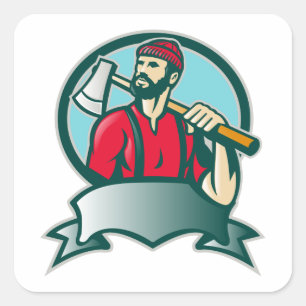 Pegatina Cuadrada Lumberjack Logger Forester Woodcutter