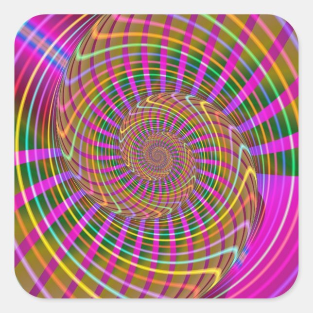 Pegatina Cuadrada Luminancia brillante Patrón fractal geométrico Gua (Anverso)
