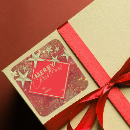 Pegatina Cuadrada Luminosas estrellas de oro y luces Navidades Purpu