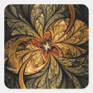 Pegatina Cuadrada Luminoso deja el arte fractal