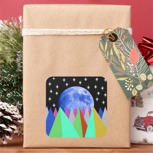 Pegatina Cuadrada Luna Azul (Vacaciones)