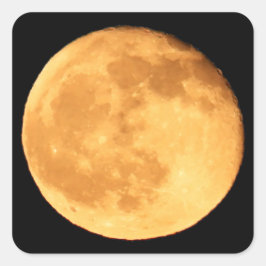 Pegatina Cuadrada Luna completa con brillo Naranja