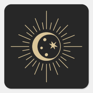 Pegatina Cuadrada Luna Crescent Celestial Espiritual