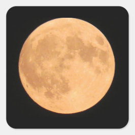 Pegatina Cuadrada Luna de halloween llena de naranja