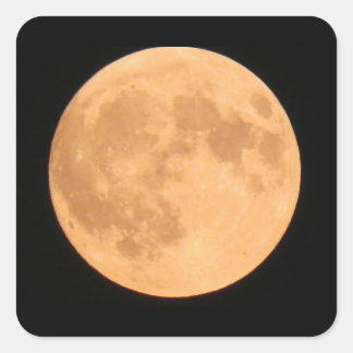 Pegatina Cuadrada Luna de halloween llena de naranja
