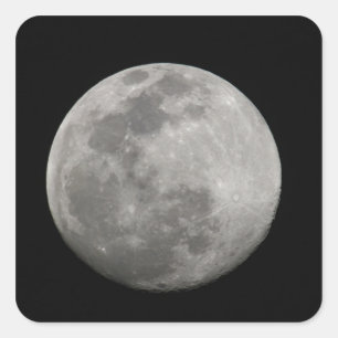 Pegatina Cuadrada Luna llena en blanco y negro. Créditos: Arthur