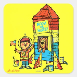 Pegatina Cuadrada ¡Luna o busto!