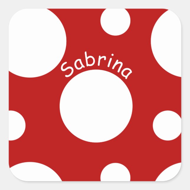 Pegatina Cuadrada Lunares blancos grandes (Anverso)